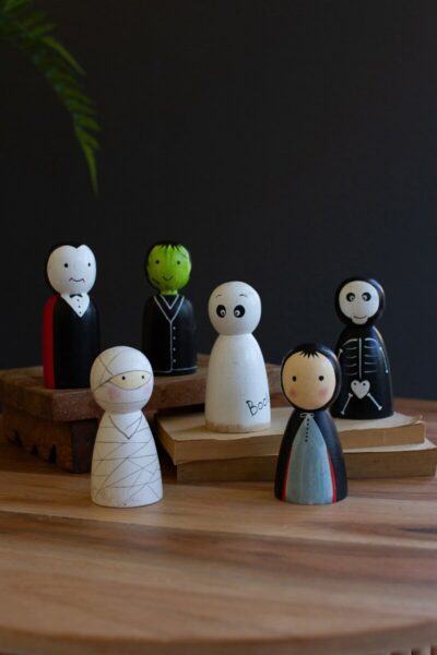 Painted Wood Halloween Family