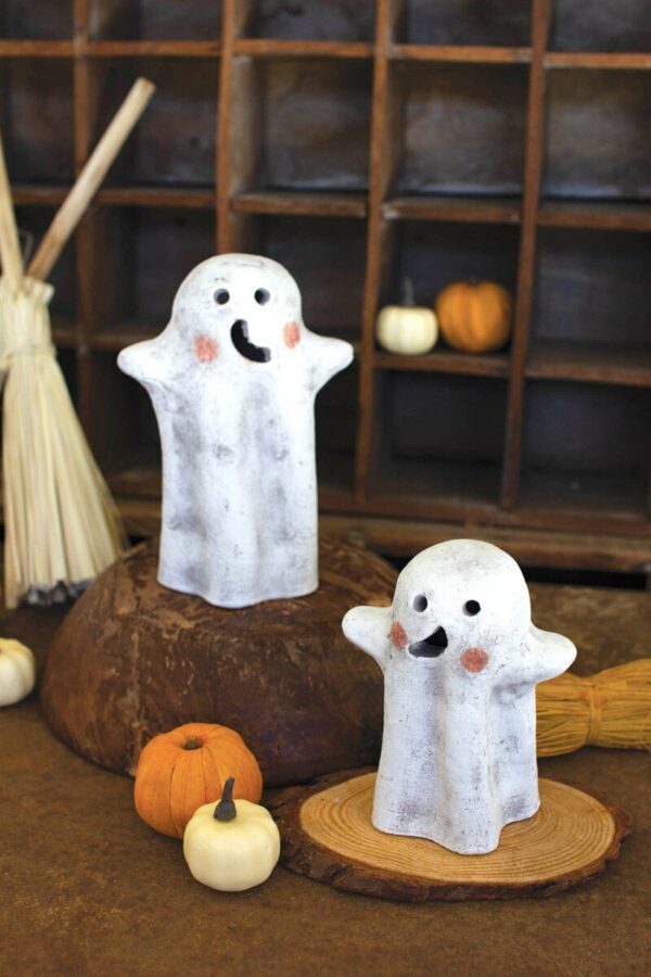 Tabletop Clay Ghost Lanterns