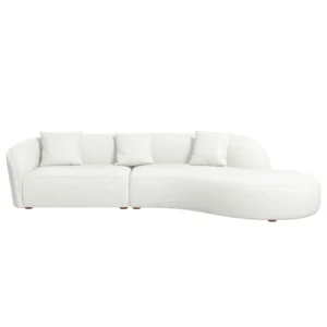 White Elijah Japandi Style Curvy Sectional Sofa