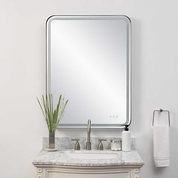 Black Crofton Lighted Large Mirror