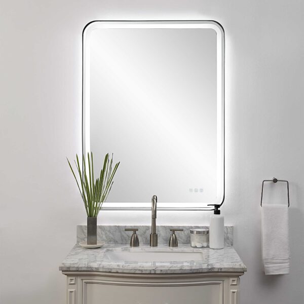 Black Crofton Lighted Large Mirror