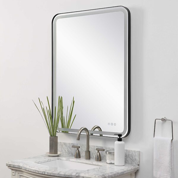 Black Crofton Lighted Large Mirror