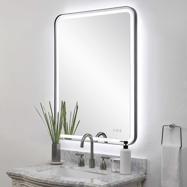 Black Crofton Lighted Large Mirror