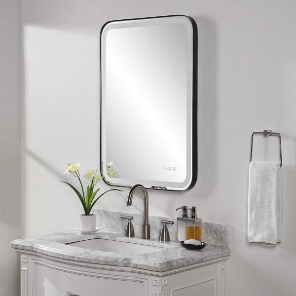 Black Crofton Lighted Vanity Mirror