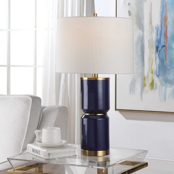 Blue Cylinder Table Lamp