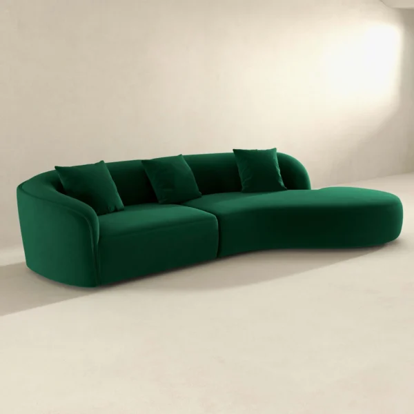 Green Elijah Japandi Style Curvy Sectional Sofa