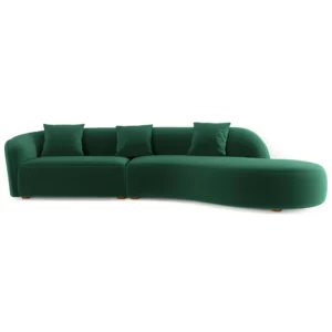 Green Elijah Japandi Style Curvy Sectional Sofa