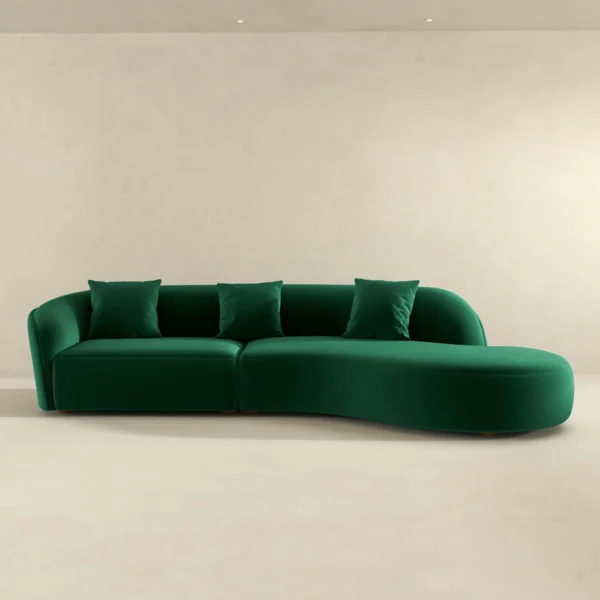 Green Elijah Japandi Style Curvy Sectional Sofa