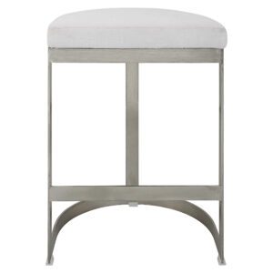 Silver and White Ivanna Counter Stool