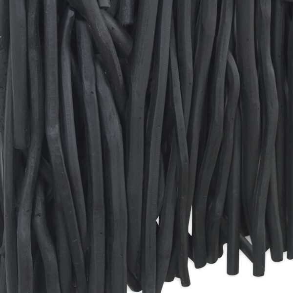 Square Black Gathered Teak Wood Wall Decor