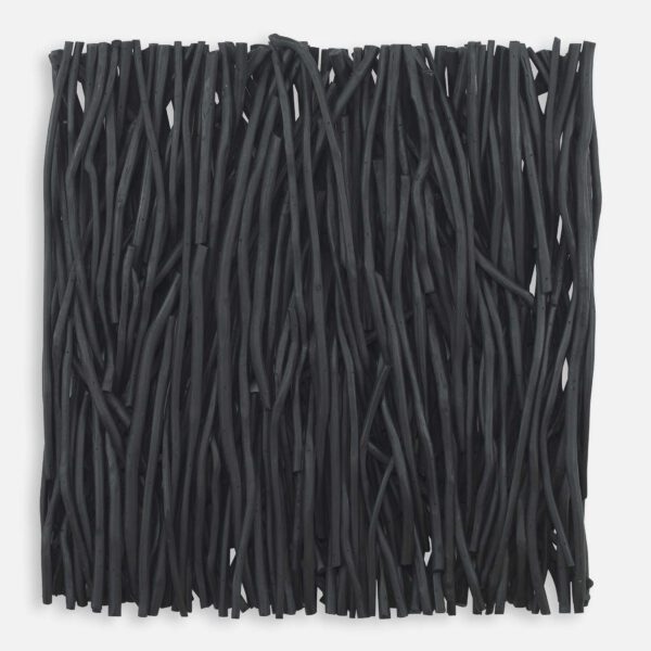 Square Black Gathered Teak Wood Wall Decor