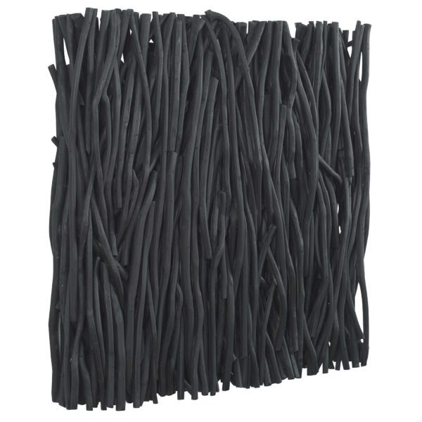 Square Black Gathered Teak Wood Wall Decor