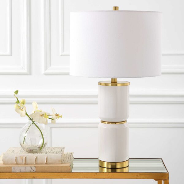 White Cylinder Table Lamp