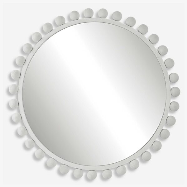 White Cyra Round MIrror