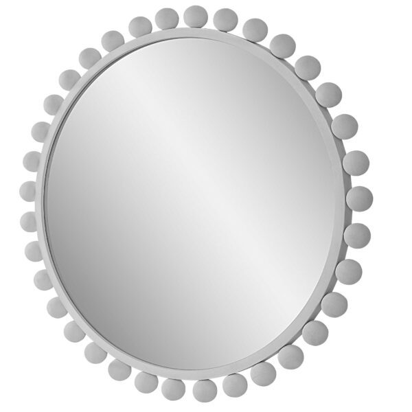 White Cyra Round MIrror