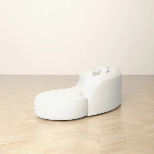 White Elijah Japandi Style Curvy Sectional White Sofa