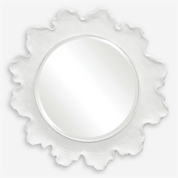 White Sea Coral Round Mirror