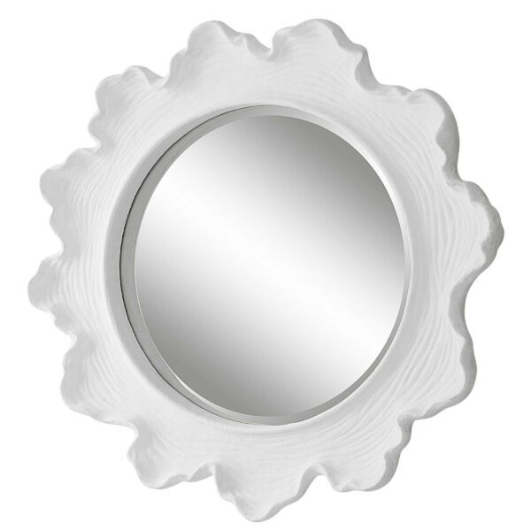 White Sea Coral Round Mirror