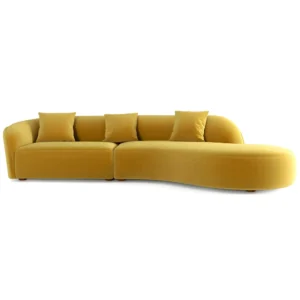 Yellow Elijah Japandi Style Curvy Sectional Sofa