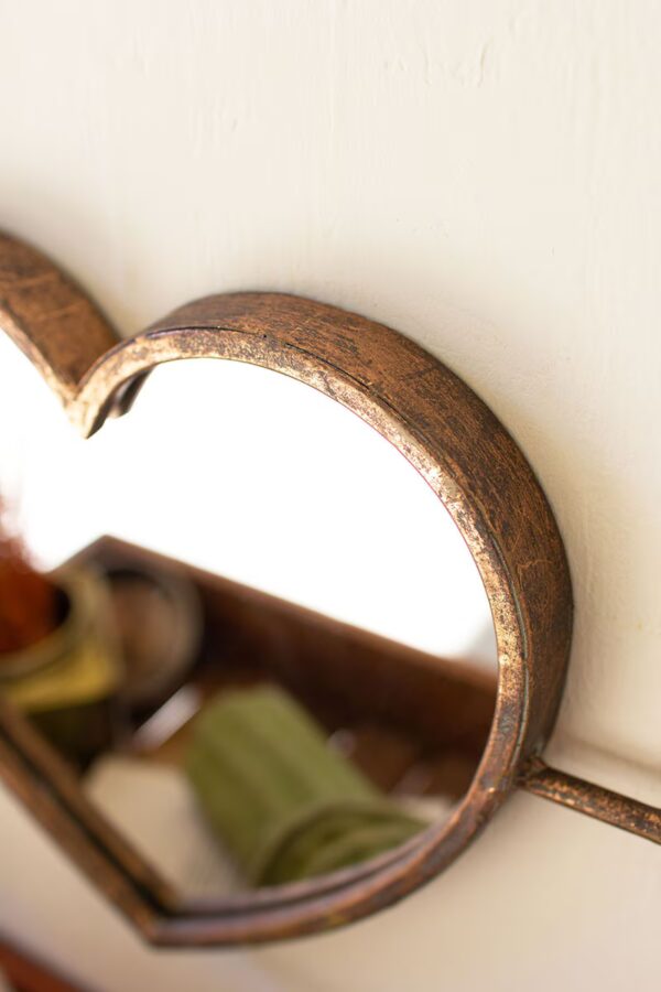 Antique Brass Heart Wall Mirror