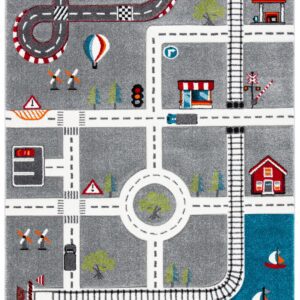 Grey and Ivory Carousel Kids Rugs
