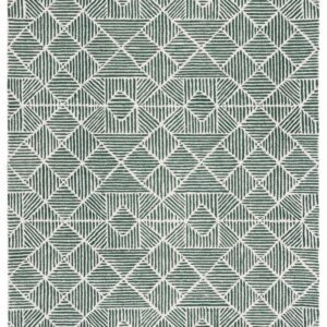 Ivory and Green Abstract Rug