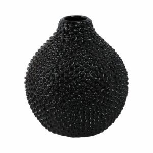 Gloss Black Spiked Ceramic Vase