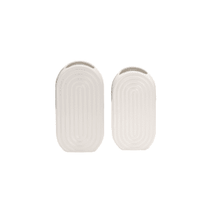 White Oval Ridged Vase