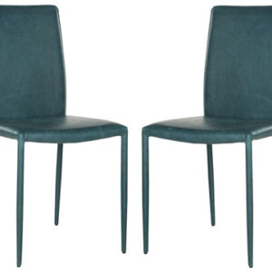 karna teal leather dining chair